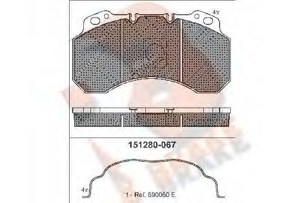 R BRAKE RB1280 Комплект тормозных колодок, дисковый тормоз