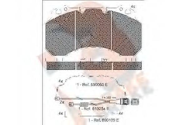 R BRAKE RB1280115 Комплект тормозных колодок, дисковый тормоз