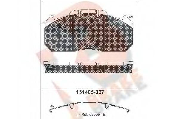 R BRAKE RB1405067 Комплект тормозных колодок, дисковый тормоз