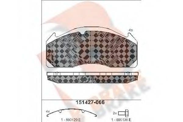 R BRAKE RB1427066 Комплект тормозных колодок, дисковый тормоз