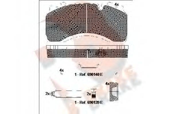 R BRAKE RB1430066 Комплект тормозных колодок, дисковый тормоз