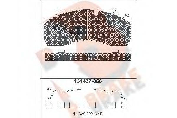 R BRAKE RB1437066 Комплект тормозных колодок, дисковый тормоз