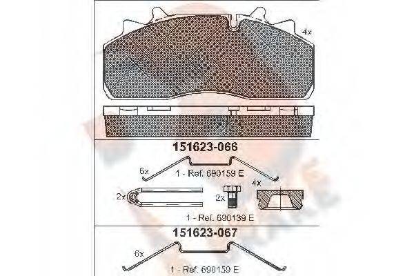 R BRAKE RB1623066 Комплект тормозных колодок, дисковый тормоз