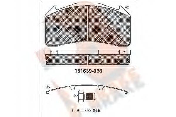 R BRAKE RB1639066 Комплект тормозных колодок, дисковый тормоз