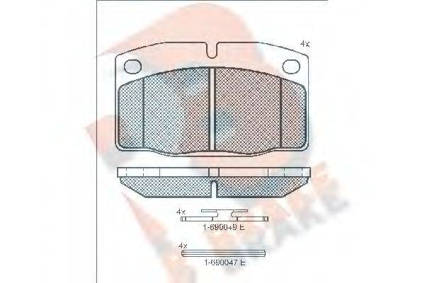 R BRAKE RB0454072 Комплект тормозных колодок, дисковый тормоз