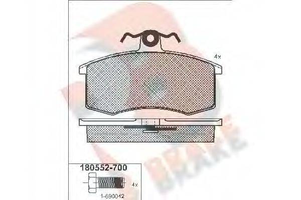 R BRAKE RB0552700 Комплект тормозных колодок, дисковый тормоз