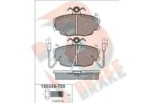 R BRAKE RB0554700 Комплект тормозных колодок, дисковый тормоз