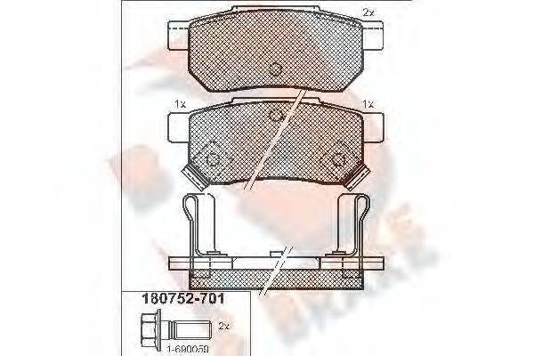 R BRAKE RB0752701 Комплект тормозных колодок, дисковый тормоз