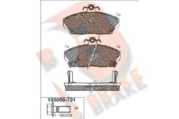 R BRAKE RB0860701 Комплект тормозных колодок, дисковый тормоз