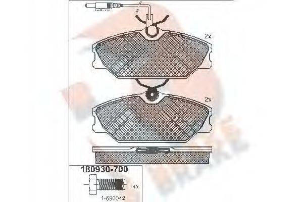 R BRAKE RB0930700 Комплект тормозных колодок, дисковый тормоз