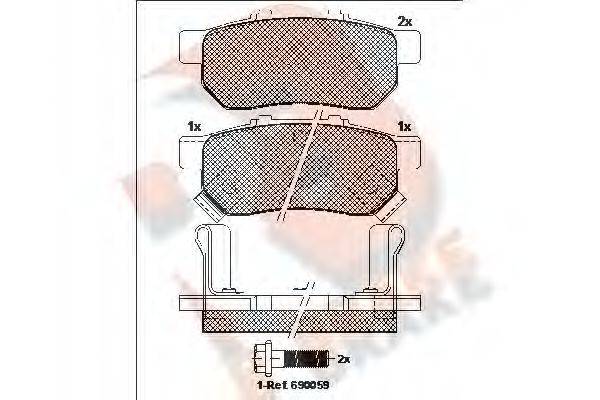 R BRAKE RB1024 Комплект тормозных колодок, дисковый тормоз