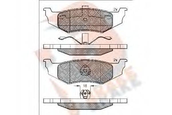 R BRAKE RB1114 Комплект тормозных колодок, дисковый тормоз