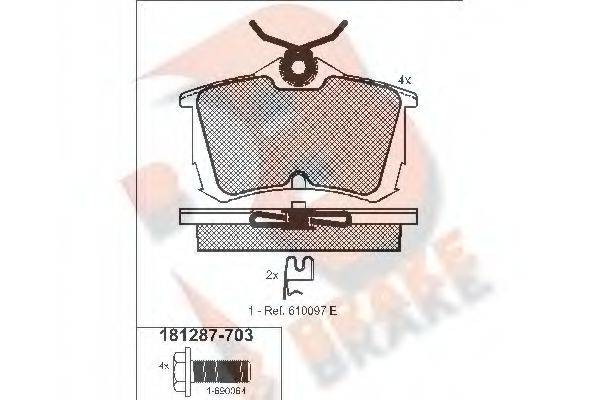 R BRAKE RB1287703 Комплект тормозных колодок, дисковый тормоз