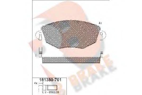 R BRAKE RB1380701 Комплект тормозных колодок, дисковый тормоз