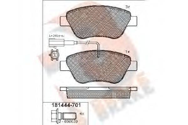 R BRAKE RB1444701 Комплект тормозных колодок, дисковый тормоз