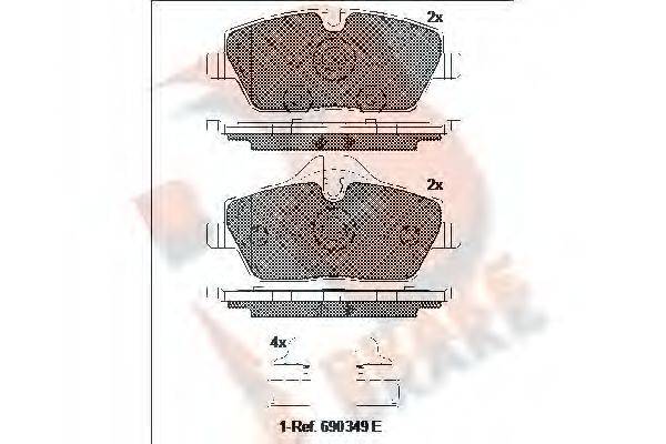 R BRAKE RB1662200 Комплект тормозных колодок, дисковый тормоз