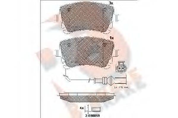 R BRAKE RB1674203 Комплект тормозных колодок, дисковый тормоз