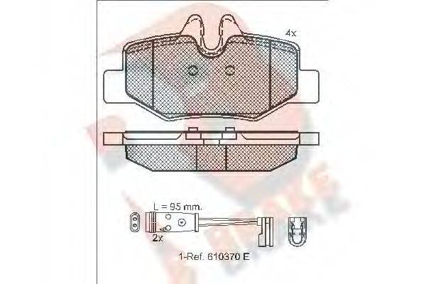 R BRAKE RB1676 Комплект тормозных колодок, дисковый тормоз