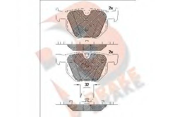 R BRAKE RB1685202 Комплект тормозных колодок, дисковый тормоз