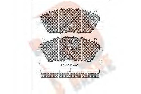 R BRAKE RB1828 Комплект тормозных колодок, дисковый тормоз