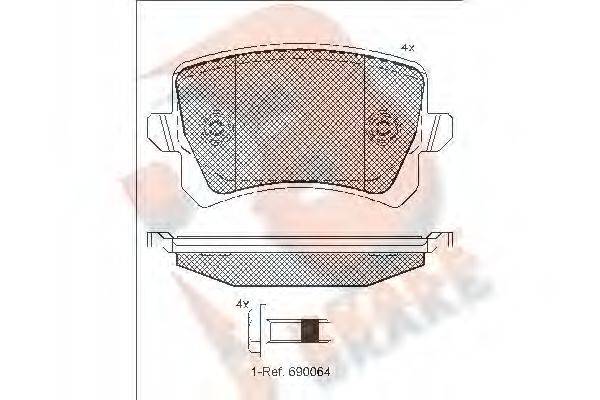 R BRAKE RB1857 Комплект тормозных колодок, дисковый тормоз