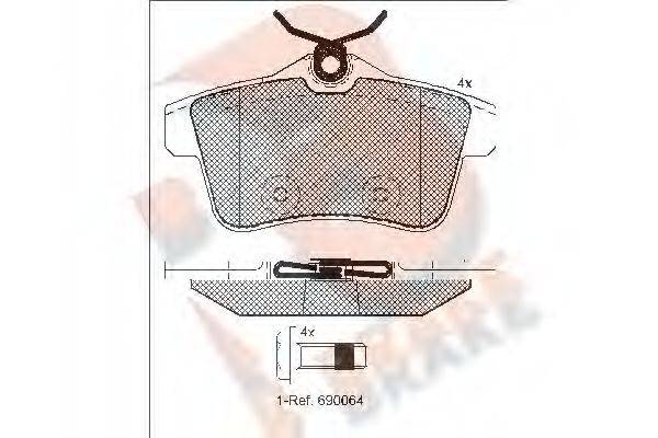 R BRAKE RB1928 Комплект тормозных колодок, дисковый тормоз