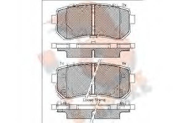 R BRAKE RB1955 Комплект тормозных колодок, дисковый тормоз