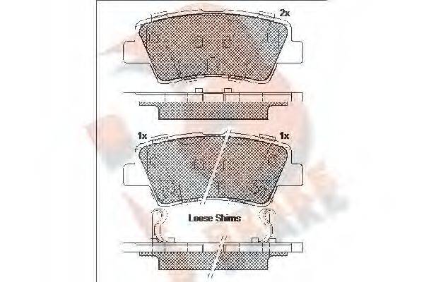 R BRAKE RB1976 Комплект тормозных колодок, дисковый тормоз