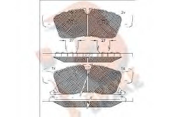 R BRAKE RB1988 Комплект тормозных колодок, дисковый тормоз