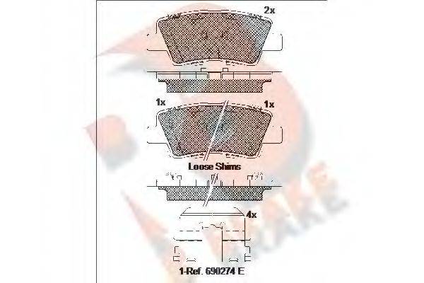 R BRAKE RB2036 Комплект тормозных колодок, дисковый тормоз