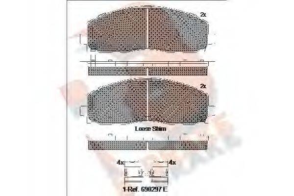 R BRAKE RB2054 Комплект тормозных колодок, дисковый тормоз