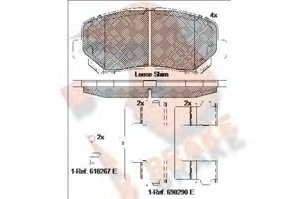 R BRAKE RB2055 Комплект тормозных колодок, дисковый тормоз