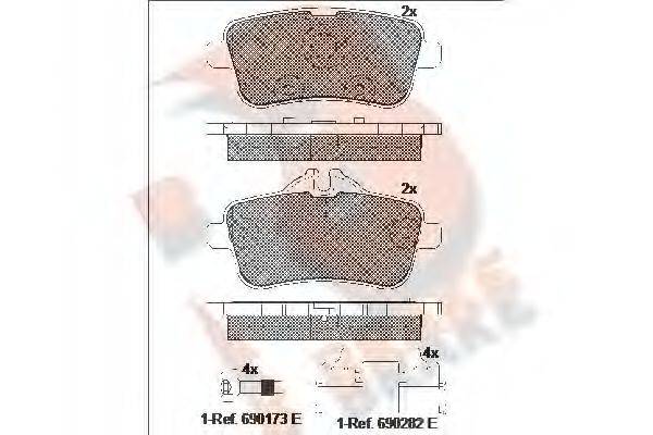 R BRAKE RB2072067 Комплект тормозных колодок, дисковый тормоз