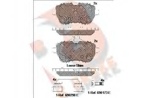 R BRAKE RB2076 Комплект тормозных колодок, дисковый тормоз