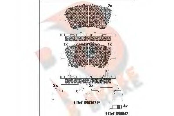 R BRAKE RB2108203 Комплект тормозных колодок, дисковый тормоз