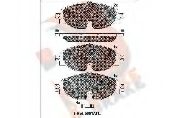 R BRAKE RB2111204 Комплект тормозных колодок, дисковый тормоз