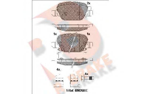 R BRAKE RB2128 Комплект тормозных колодок, дисковый тормоз