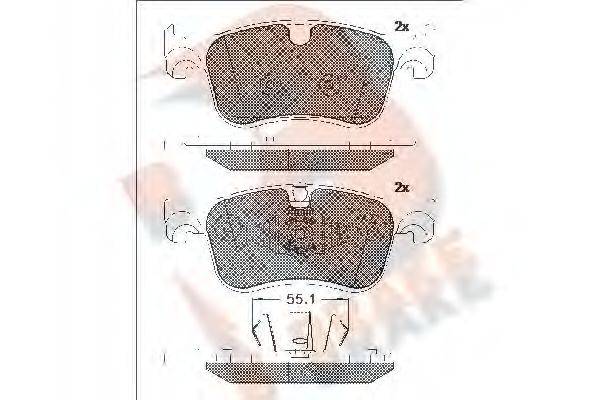 R BRAKE RB2158 Комплект тормозных колодок, дисковый тормоз