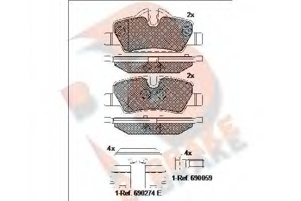 R BRAKE RB2190 Комплект тормозных колодок, дисковый тормоз