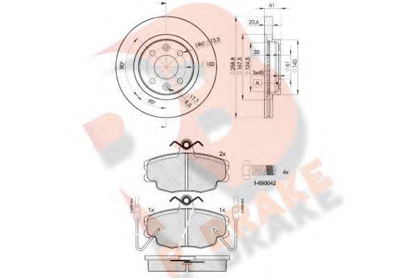 R BRAKE 3R05543550 Комплект тормозов, дисковый тормозной механизм