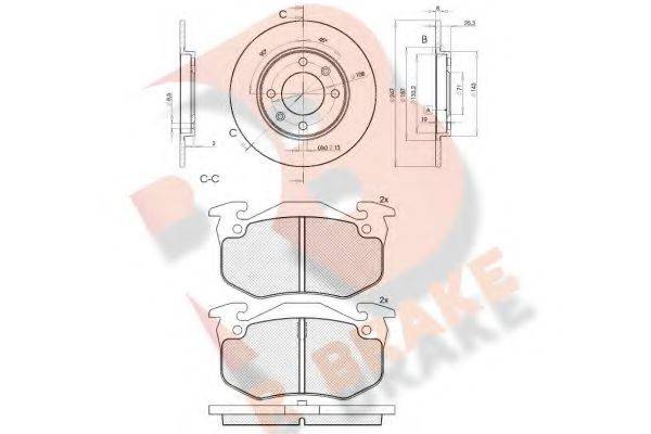 R BRAKE 3R06494247 Комплект тормозов, дисковый тормозной механизм
