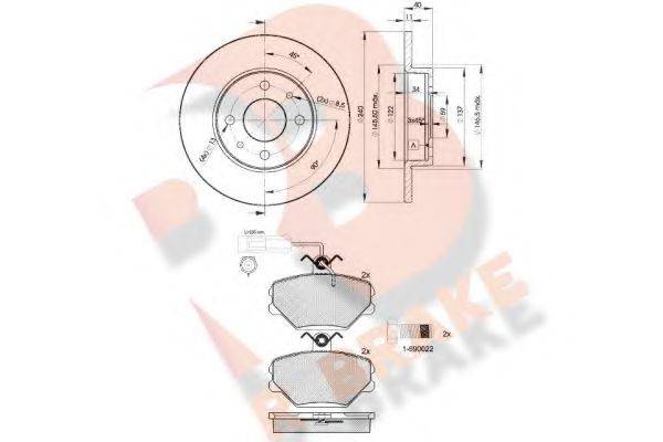 R BRAKE 3R07293465 Комплект тормозов, дисковый тормозной механизм