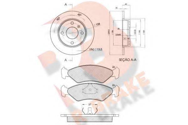 R BRAKE 3R07761062 Комплект тормозов, дисковый тормозной механизм