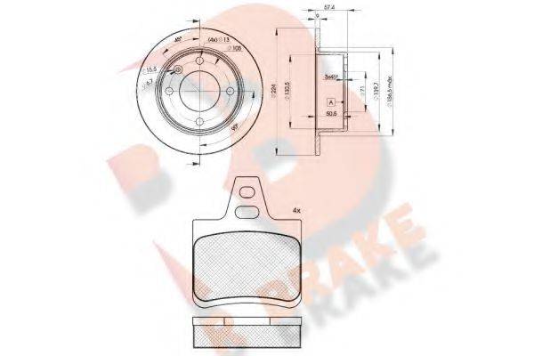 R BRAKE 3R08127811 Комплект тормозов, дисковый тормозной механизм