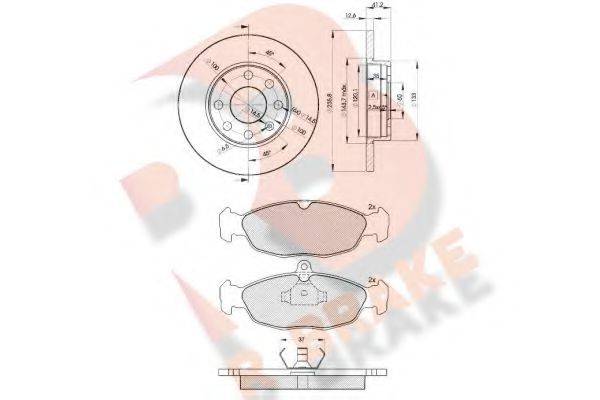 R BRAKE 3R08581240 Комплект тормозов, дисковый тормозной механизм