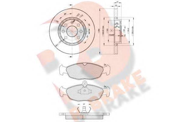 R BRAKE 3R08589046 Комплект тормозов, дисковый тормозной механизм