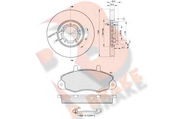 R BRAKE 3R08965610 Комплект тормозов, дисковый тормозной механизм