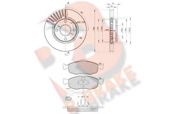 R BRAKE 3R09176784 Комплект тормозов, дисковый тормозной механизм