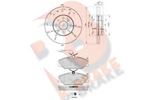 R BRAKE 3R09302232 Комплект тормозов, дисковый тормозной механизм