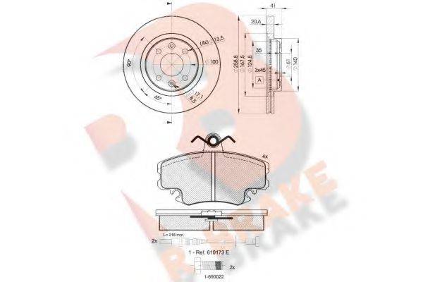 R BRAKE 3R09933550 Комплект тормозов, дисковый тормозной механизм